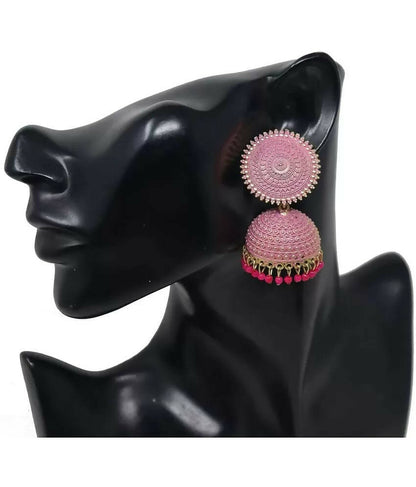 Mominos Fashion Joharkamal Gold-Polished Meenakari Jhumkas For Women & Girls (Magenta)