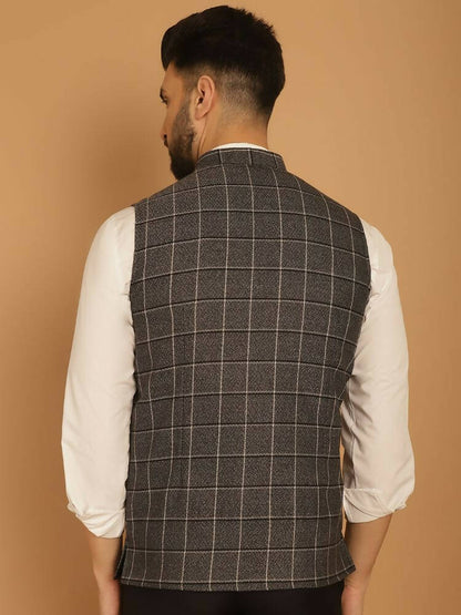 Even Apparels Nehru Jacket With Welt Pockets - Grey