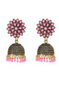Mominos Fashion Johar Kamal Beautiful Kundan Work Jhumka With Baby Pink Beads