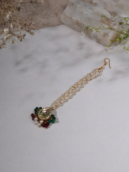 Kundan Maang Tikka (Gold) - Ruby Raang