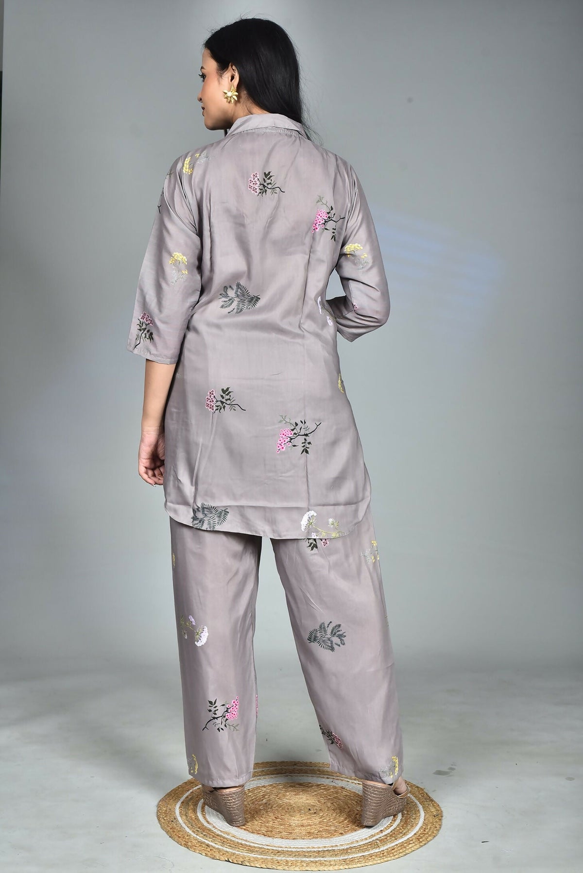 Morchari Digital Print Semi Muslin Co-Ord Set Top & Trouser-Multicolor