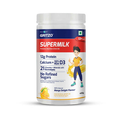 Gritzo Supermilk Overall Growth Powder 13+Y (Teen Athletes), Health Drink For Boys