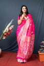 Jyoti Fashion Women's Pink Paithani Silk Zari Woven Saree with Blouse