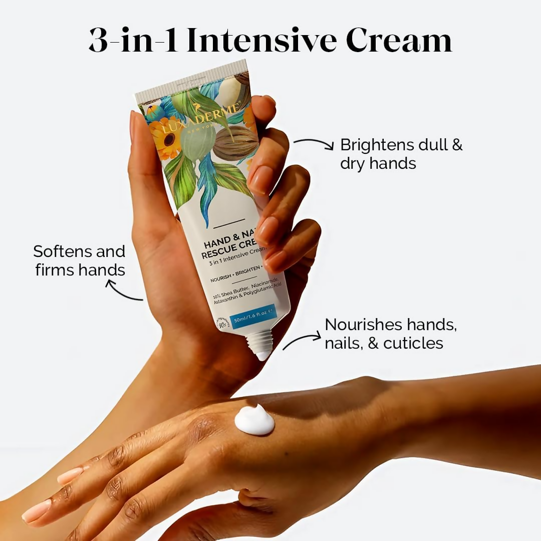 LuxaDerme Hand & Nail Rescue Cream With Shea Butter & Niacinamide