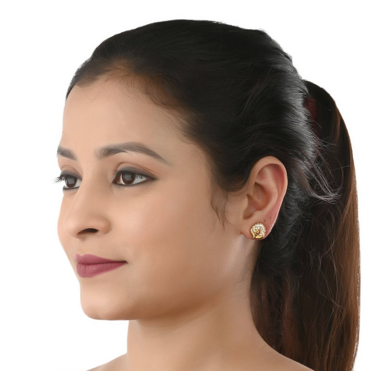 AanyaCentric Gold-Polished Short Mangalsutra Set with Earrings