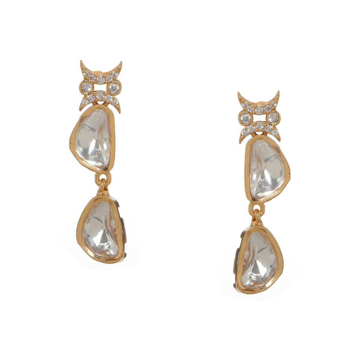 Ambi Diamond and Gold Earrings (Gold) - Ruby Raang