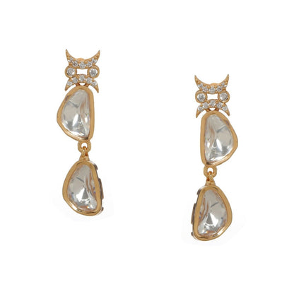 Ambi Diamond and Gold Earrings (Gold) - Ruby Raang