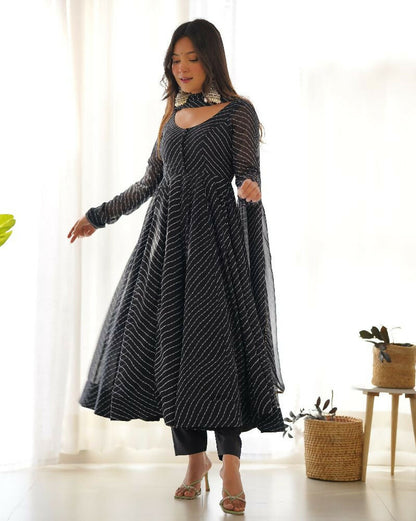 Joban Fashion Black Kurta Set Georgette Sequence Embroidery Work