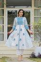 Juniper Women's White Floral Printed Cotton Kurta With Buttons