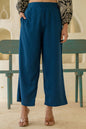 Juniper Navy Solid Viscose Palazzo Pants