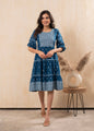 Juniper Indigo Blue Printed Boho Knee-Length Fit & Flare Dress
