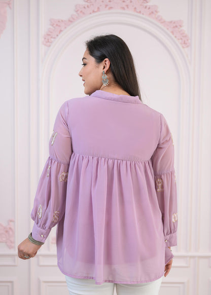 Juniper Lavender Embroidered Cotton Kurta with Pant