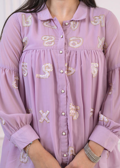 Juniper Lavender Embroidered Cotton Kurta with Pant