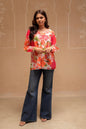 Juniper Man Made Multicolor Fiber Floral Printed Tunic With Button Details