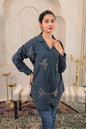 Juniper Grey Solid Viscose Shirt With Beads Work