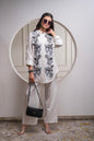 Juniper Viscose Linen Off White Embroidered Shirt And Pant Co-Ord Set With Thread Work