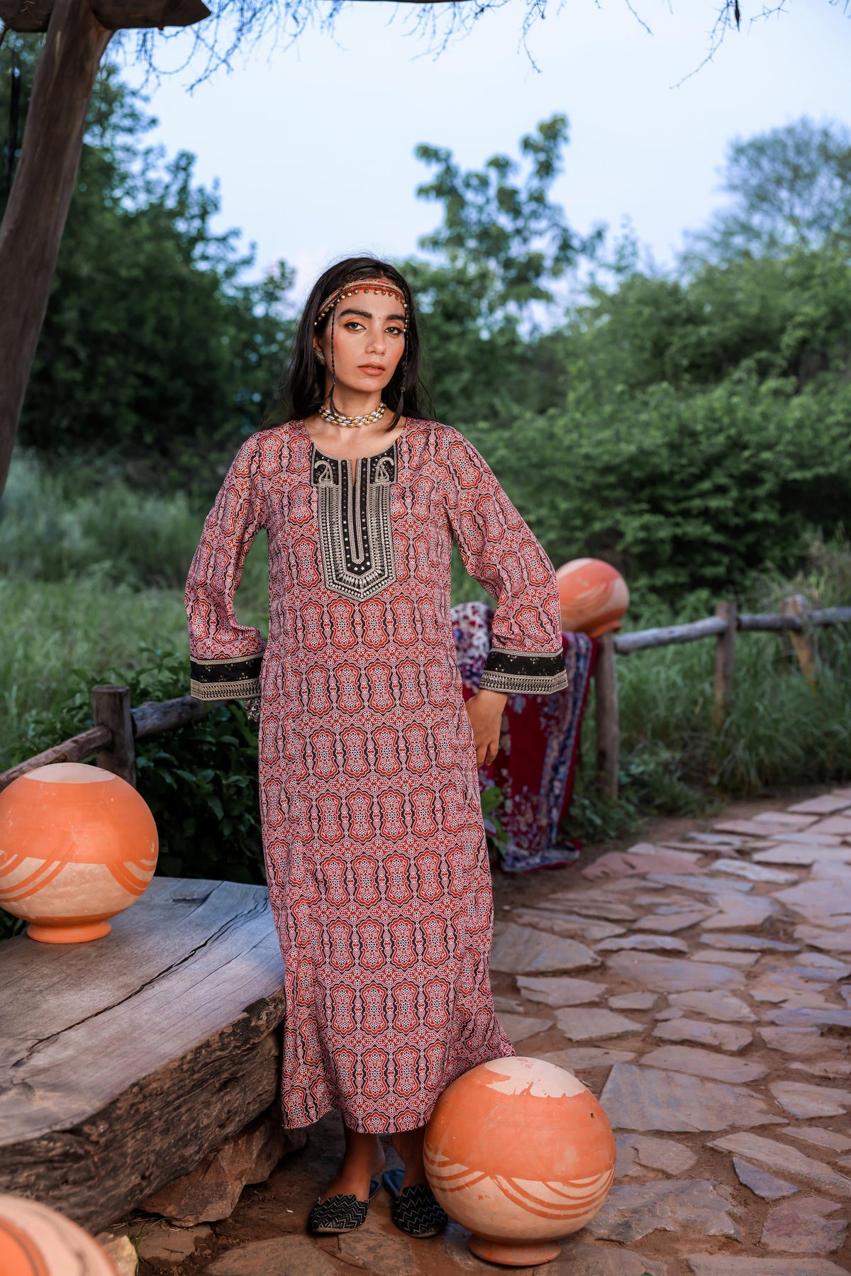 Juniper Black & Brown Ethnic Motif Embroidered Straight Kurta With Zari & Mirror Work