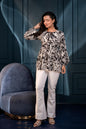 Juniper White Floral Printed Viscose Gathread Tunic With Dori Tie