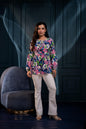 Juniper Multi Floral Printed Viscose Gathread Tunic With Dori Tie