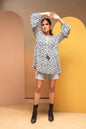 Juniper Women'S Off White & Navy Floral Viscose Tunic With Gathered