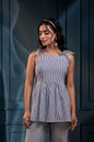 Juniper Women'S Blue & White Striped Flared Cotton Top