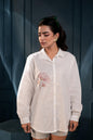 Juniper Women'S White Cotton Shirt With Thread Work And Full Sleeves