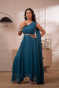 Juniper Ocean Teal Whispers One-Shoulder Gown