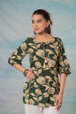 Juniper Green Floral Printed Viscose Tunic