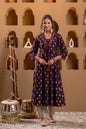 Juniper Purple Gold-Printed Anarkali Kurta