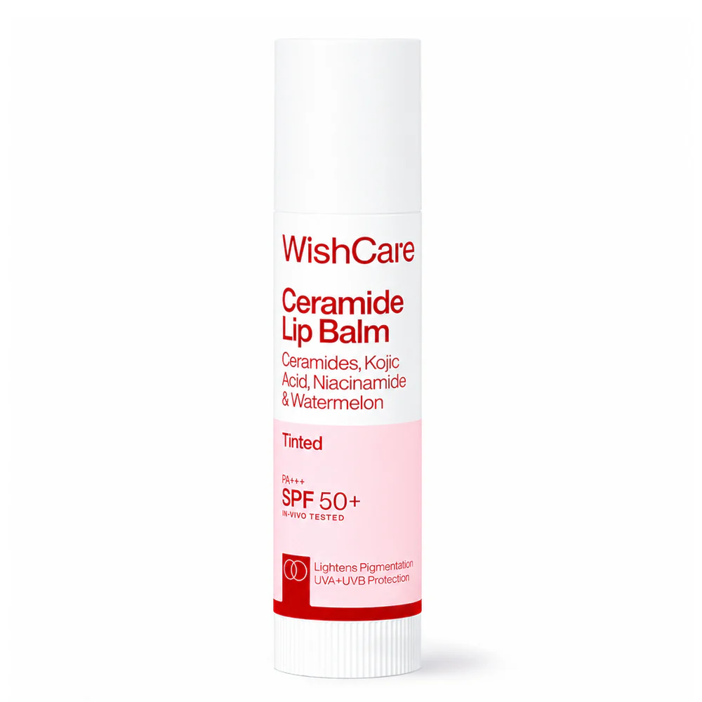 Wishcare Ceramide Lip Balm with SPF50 PA+++ - Tinted - Brightening Balm for Dark Lips with Kojic Acid & Niacinamide