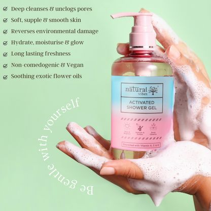 Natural Vibes Glow & Moisturising Bath and Body Regime with Shower Gel Body Wash & Lotion