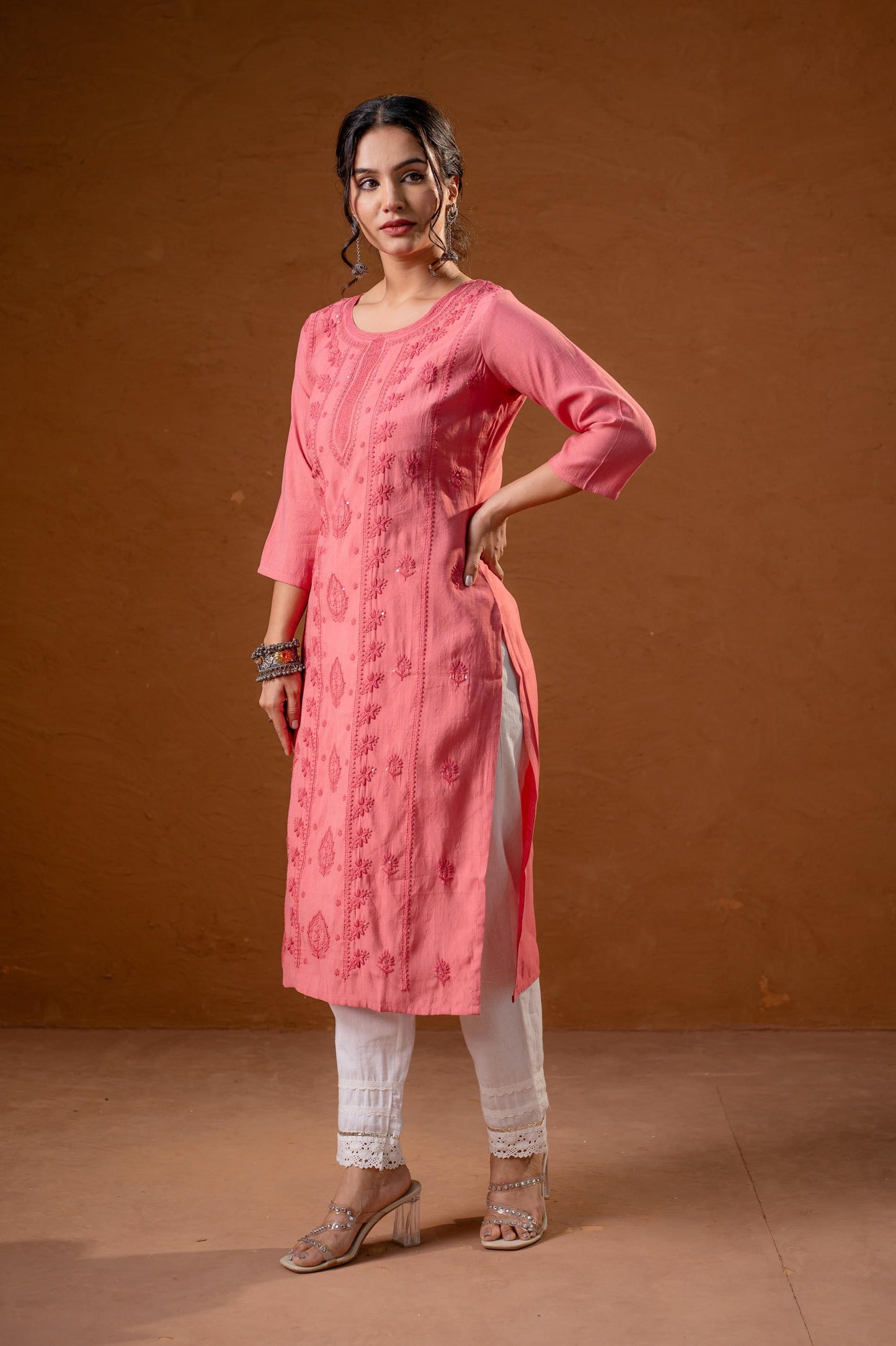 Juniper Rose Gold Embroidered Kurta