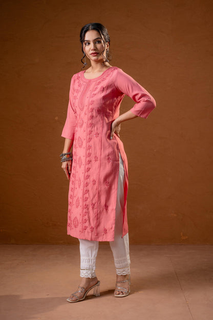 Juniper Rose Gold Embroidered Kurta