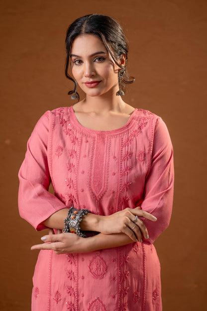 Juniper Rose Gold Embroidered Kurta