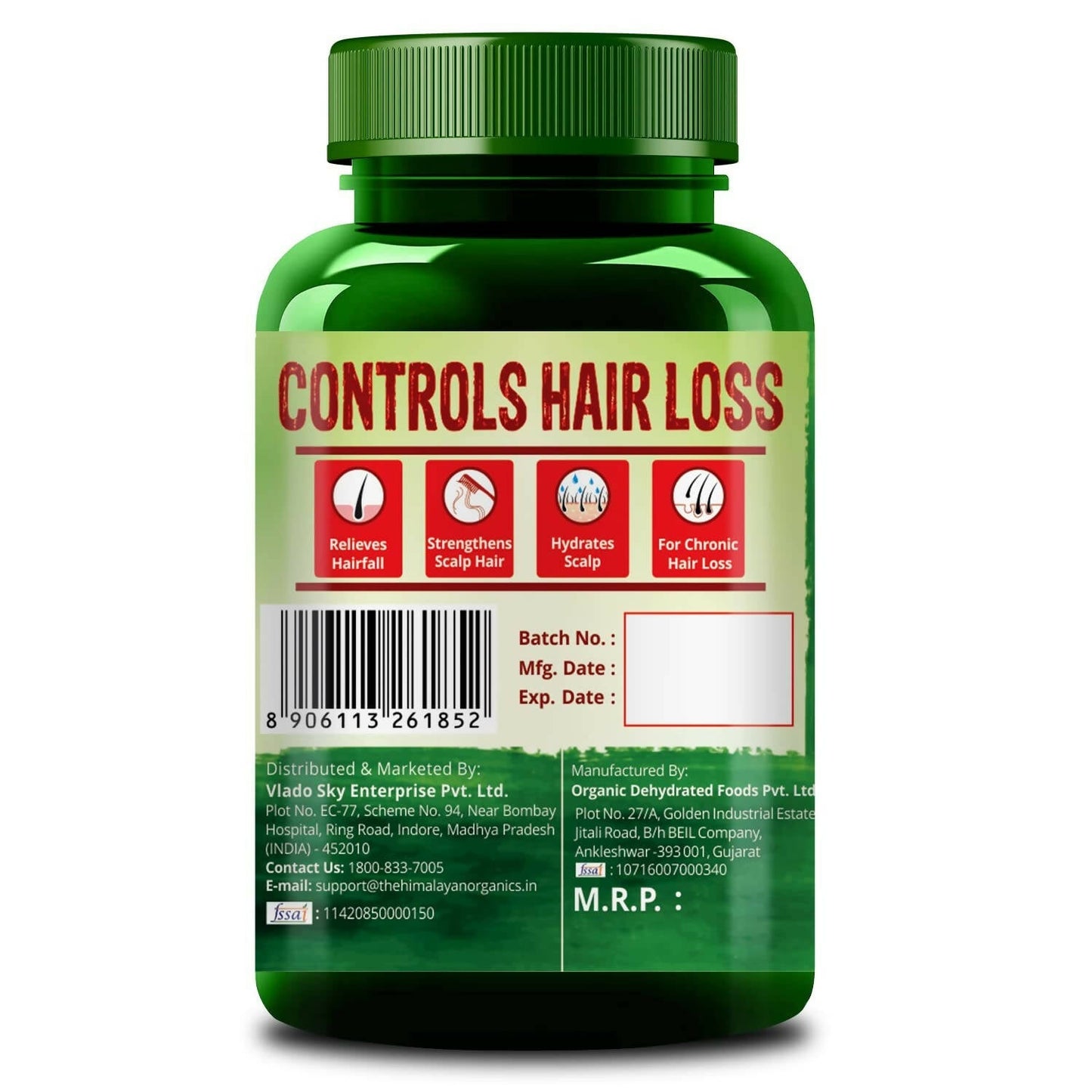 Himalayan Organics Plant Based Hair-Skin Vitamin Biotin + DHT Blocker Veg Capsules