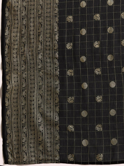 Ahalyaa Women's Traditional Semi Stitch Saree - Black
