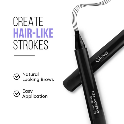 Gleva Eyebrow Pen with 4 Micro-Fork Tip Applicator - Light Brown