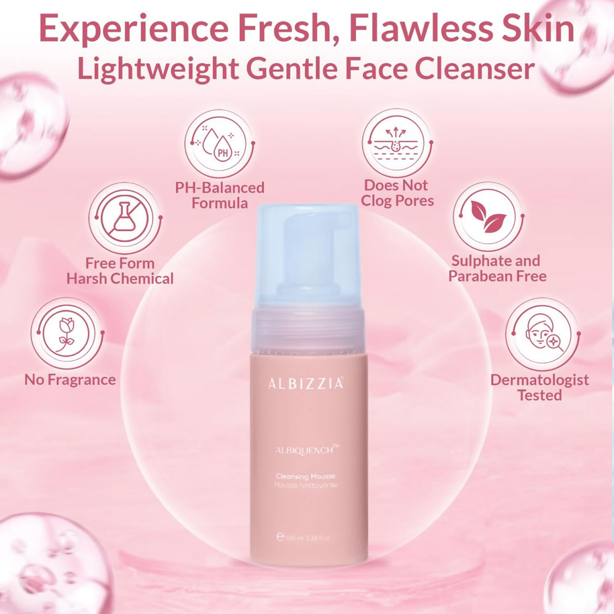 Albizzia Cleansing Mousse Lightweight Gentle Face Cleanser