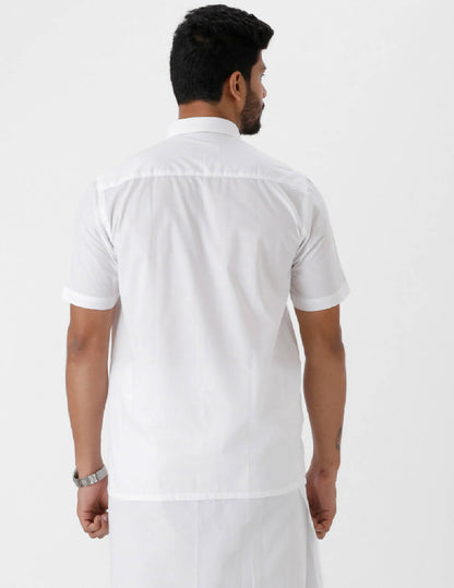 Ramraj Cotton Mens Half Sleeve Luxury Cotton White Shirt