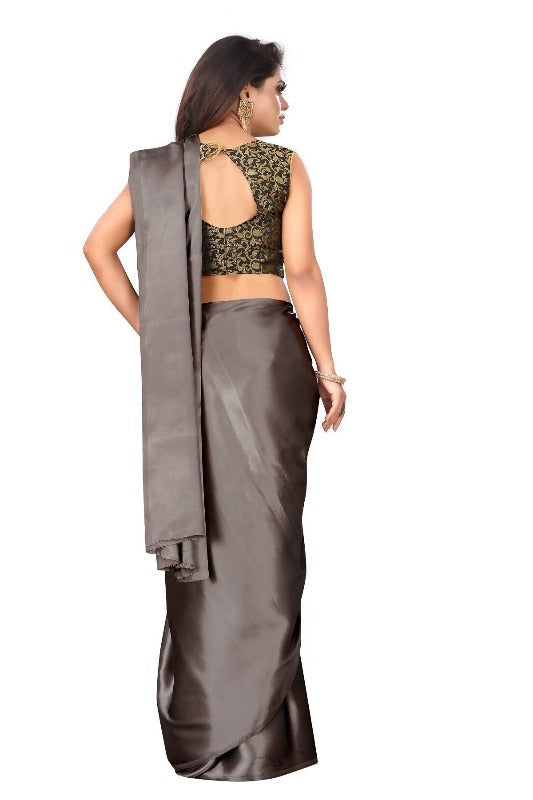 Vamika Grey Satin Designer Saree (PAVITRA GREY)