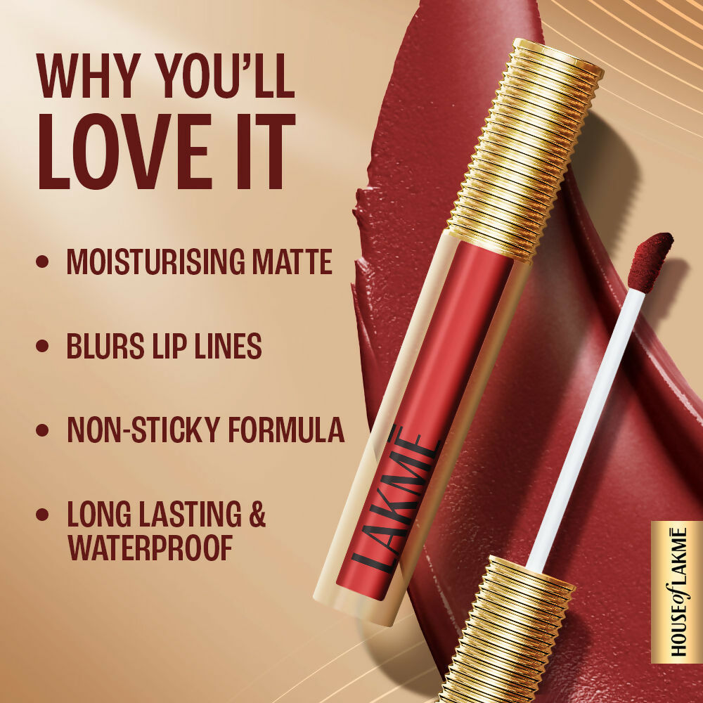 Lakme Ultimate Glam Matte Liquid Lipstick - Red Sangria