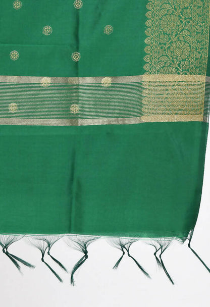 Mominos Fashion Moeza Women's Banarsi Silk Woven Design Green Dupatta