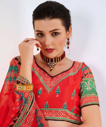 Wedding Designer Red Chinon Lehengha Choli - Anbazaar