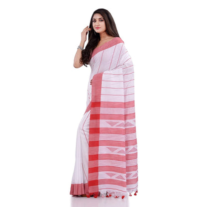 Piyari Fashion Handloom White Cotton Saree