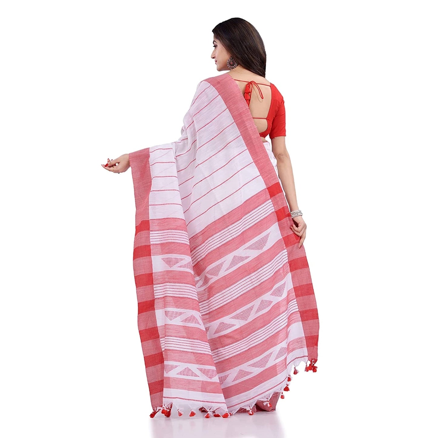 Piyari Fashion Handloom White Cotton Saree