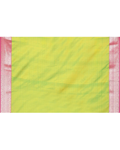 Piyari Fashion Women's Handloom Pink Orange Dual Tone Bangalore Silk Saree With Zari Border