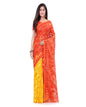 Piyari Fashion Cotton Blend Handloom Yellow Orange Jamdani Saree