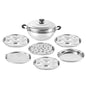 Cello Stainless Steel Induction Base Idli Cooker (Idly Maker) And Multi Kadhai Set of 6