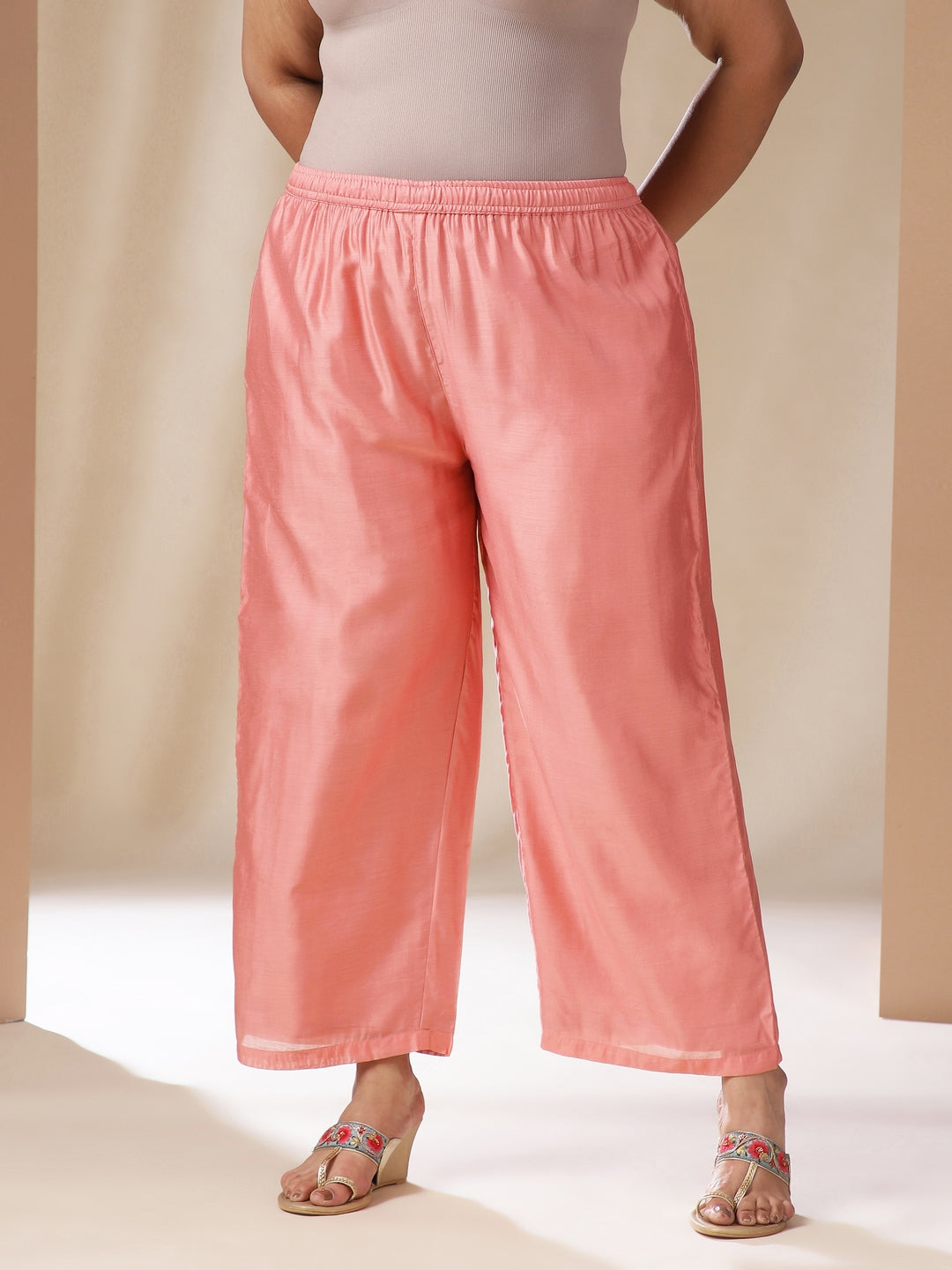 Janasya Pink Chanderi Embellished Set