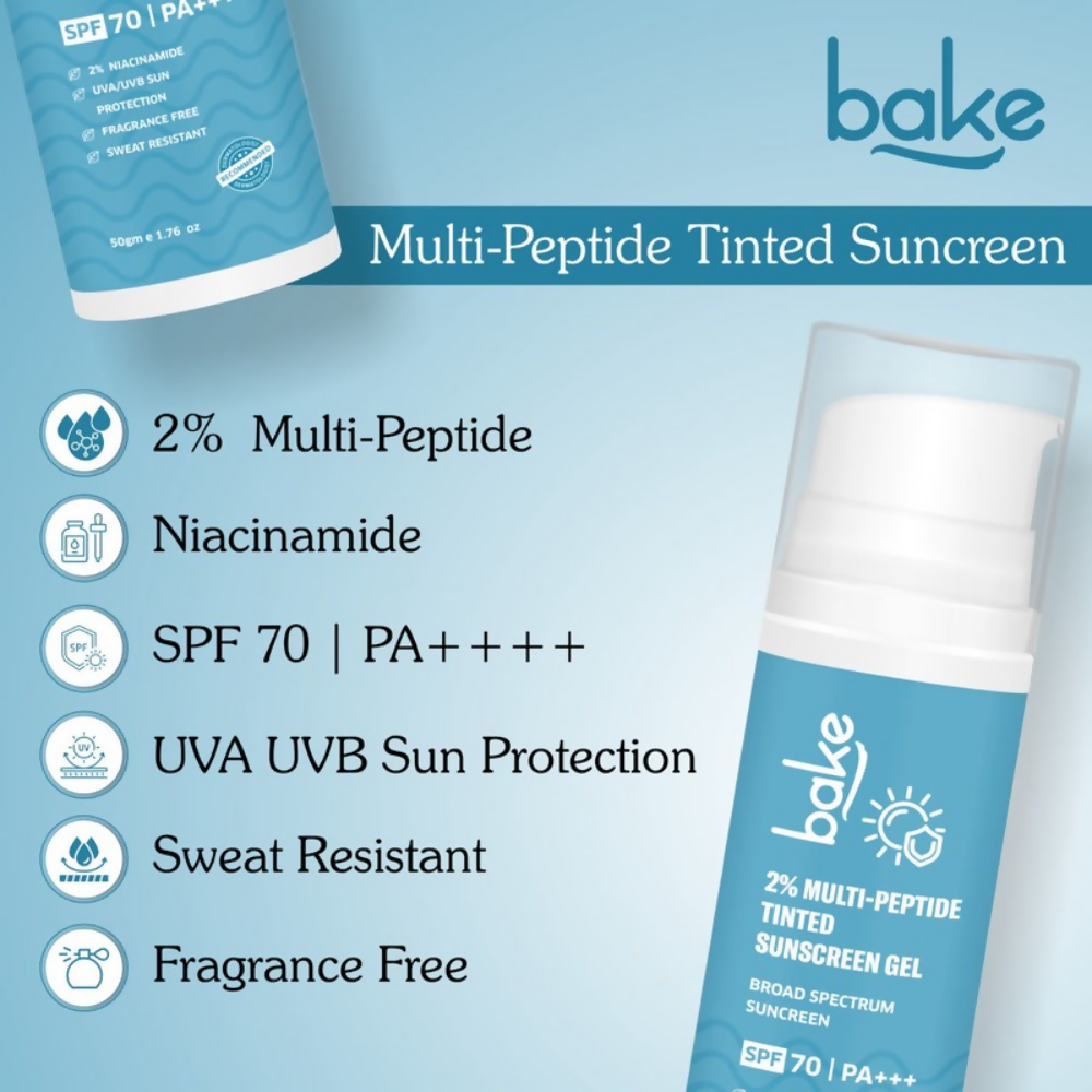 Bake 2% Multi Peptide Tinted Sunscreen Gel SPF 70 PA+++